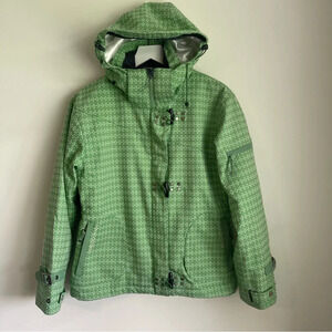 Scott green dot print snowboarding jacket size small